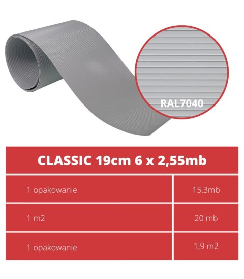 Taśma ogrodzeniowa PASKI 6 x 2,55mb CLASSIC 19cm PROTECTO™ SZARA + 12 klipsów GRATIS Taśma ogrodzeniowa PASKI 6 x 2,55mb CLASSIC 19cm PROTECTO™ SZARA + 12 klipsów GRATIS