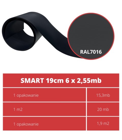 Taśma ogrodzeniowa PASKI 6 x 2,55mb SMART 19cm PROTECTO™ GRAFIT + 12 klipsów GRATIS Taśma ogrodzeniowa PASKI 6 x 2,55mb SMART 19cm PROTECTO™ GRAFIT + 12 klipsów GRATIS