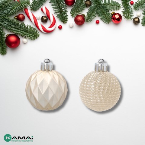 Zestaw 16 Eleganckich Bombek Kamai Christmas Decoration® o Średnicy 4 cm - Kolor Szampański Zestaw 16 Eleganckich Bombek Kamai Christmas Decoration® o Średnicy 4 cm - Kolor Szampański