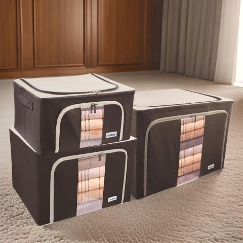 Brązowy organizer Kamai Gio Style z utwardzonymi ściankami, bocznymi uchwytami i okienkiem, pojemność 24L Brązowy organizer Kamai Gio Style z utwardzonymi ściankami, bocznymi uchwytami i okienkiem, pojemność 24L