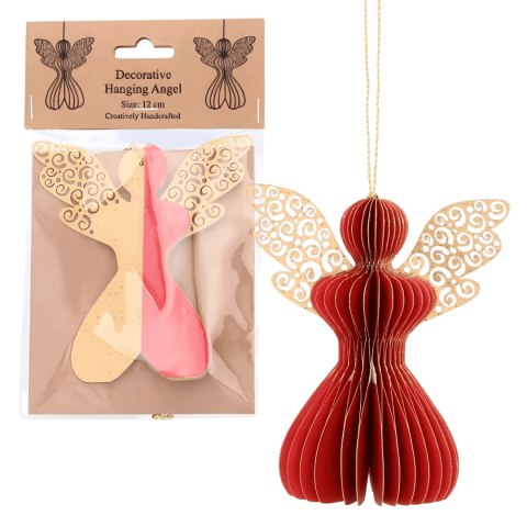 Aniołek papierowy składany 12cm - świąteczna czerwień Aniołek papierowy składany 12cm - świąteczna czerwień