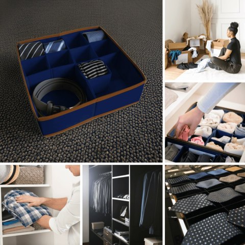 BLUE niebieski organizer do szuflady 11 przegród 30,5x30,5x10cm BLUE niebieski organizer do szuflady 11 przegród 30,5x30,5x10cm