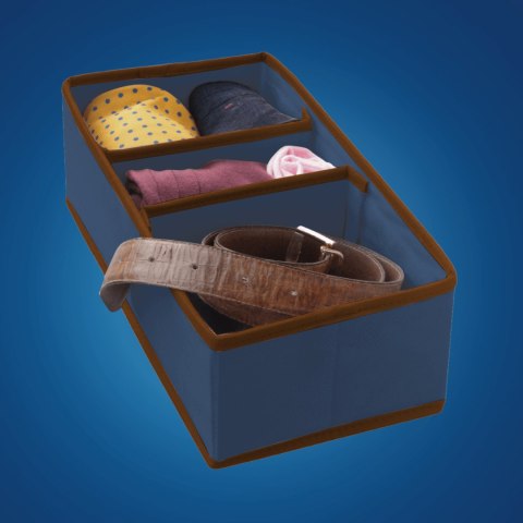 BLUE niebieski organizer do szuflady 3 przegrody 30,5x15,5x10cm BLUE niebieski organizer do szuflady 3 przegrody 30,5x15,5x10cm