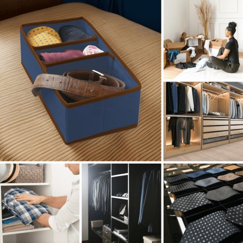 BLUE niebieski organizer do szuflady 3 przegrody 30,5x15,5x10cm BLUE niebieski organizer do szuflady 3 przegrody 30,5x15,5x10cm