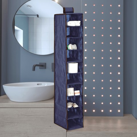BLUE niebieski wiszący organizer do szafy 10 przegród 20x29x120 cm BLUE niebieski wiszący organizer do szafy 10 przegród 20x29x120 cm