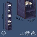 BLUE niebieski wiszący organizer do szafy 10 przegród 20x29x120 cm