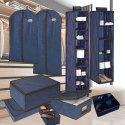 BLUE niebieski wiszący organizer do szafy 10 przegród 20x29x120 cm
