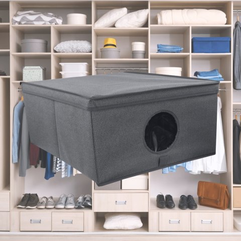 GREY szary organizer do szafy z pokrywą oraz oknem 48x36x19cm GREY szary organizer do szafy z pokrywą oraz oknem 48x36x19cm