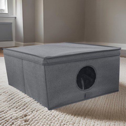 GREY szary organizer do szafy z pokrywą oraz oknem 48x36x19cm GREY szary organizer do szafy z pokrywą oraz oknem 48x36x19cm
