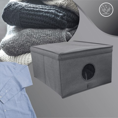 GREY szary organizer do szafy z pokrywą oraz oknem 50x40x25cm GREY szary organizer do szafy z pokrywą oraz oknem 50x40x25cm