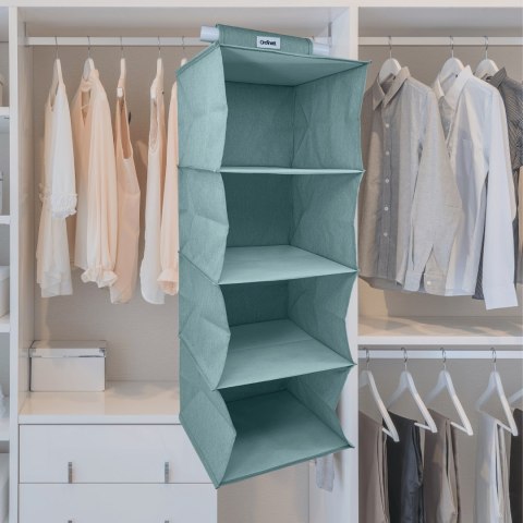 MINT zielony Wiszący organizer do szafy 4 przegrody 30x30x80cm MINT zielony Wiszący organizer do szafy 4 przegrody 30x30x80cm
