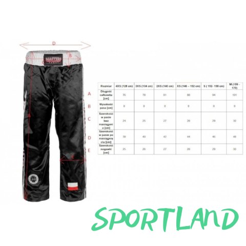 Spodnie Masters SKBP-100W (Wako Apprved) 06805-02M czarny+XXS