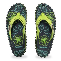 Japonki Gumbies Islander Flip-Flops Lime Hibiscus GU-FFISL148 37