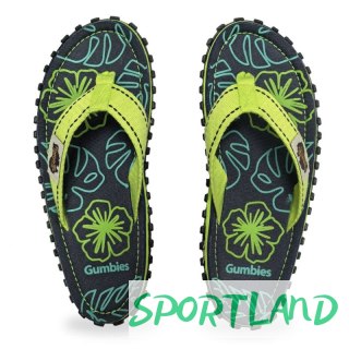 Japonki Gumbies Islander Flip-Flops Lime Hibiscus GU-FFISL148 37