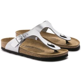 Japonki damskie Birkenstock Gizeh Birko-Flor srebrne regular szerokie (0043851) 39.0