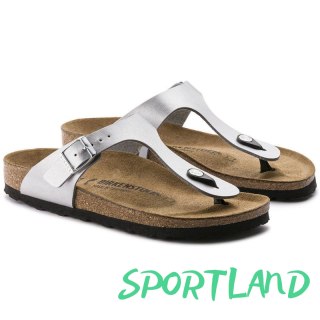 Japonki damskie Birkenstock Gizeh Birko-Flor srebrne regular szerokie (0043851) 39.0