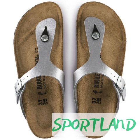 Japonki damskie Birkenstock Gizeh Birko-Flor srebrne regular szerokie (0043851) 41.0 Japonki damskie Birkenstock Gizeh Birko-Flor srebrne regular szerokie (0043851) 41.0