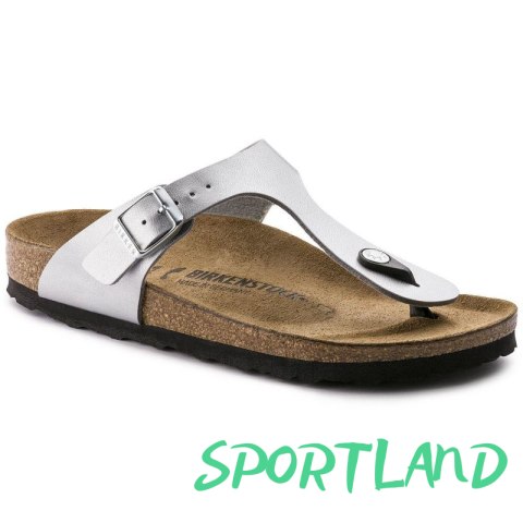 Japonki damskie Birkenstock Gizeh Birko-Flor srebrne regular szerokie (0043851) 41.0 Japonki damskie Birkenstock Gizeh Birko-Flor srebrne regular szerokie (0043851) 41.0