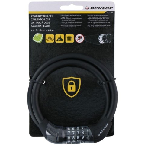 Zapięcie rowerowe Dunlop linka, szyfr 10 mm x 65 cm 1042497 N/A