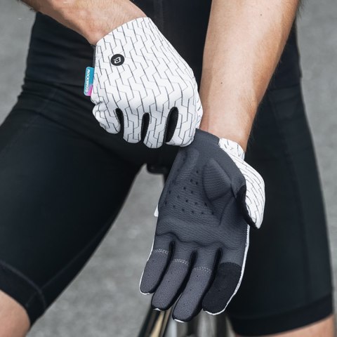 Rękawiczki sportowe rowerowe pełne wiosenno-letnie rozmiar XL - biało-czarne Rękawiczki sportowe rowerowe pełne wiosenno-letnie rozmiar XL - biało-czarne
