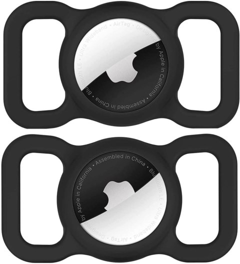 Etui na lokalizator Apple AirTag silikonowe na obrożę psa lub kota - czarne Etui na lokalizator Apple AirTag silikonowe na obrożę psa lub kota - czarne