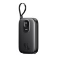 Powerbank 10000mAh z wbudowanym kablem 22.5 iPhone Lightning USB-C 0.25 cm - czarny