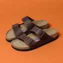 Klapki damskie Birkenstock Arizona Soft Footbed Oiled Leather Habana narrow wąskie (0452763) 38.0