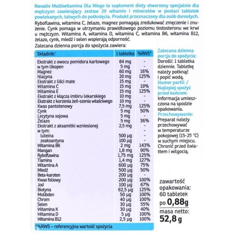 Novativ Multiwitamina dla Niego 60 tabletek powlekanych N/A Novativ Multiwitamina dla Niego 60 tabletek powlekanych N/A